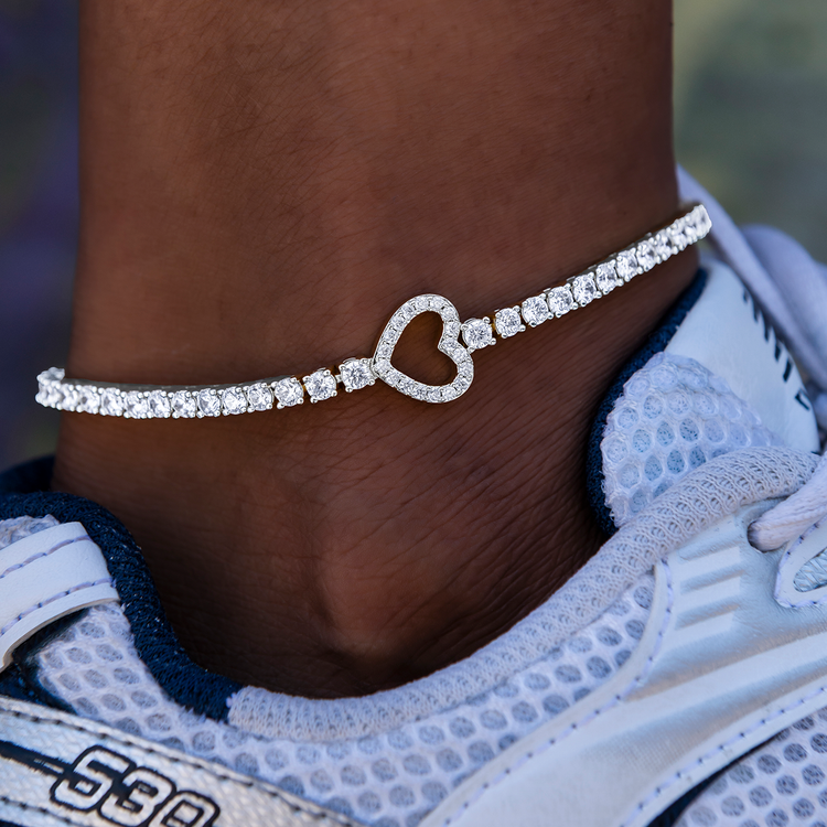 3MM Heart Tennis Anklet 8