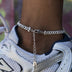 Butterfly Diamond Prong Cuban Anklet in White Gold