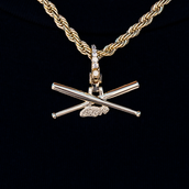 Baseball Bat Clip On Pendant in Yellow Gold