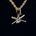 Baseball Bat Clip On Pendant in Yellow Gold