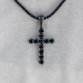 Black Stone Diamond Cross Pendant in Black