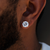 Pendientes de botón con diamante de talla redonda de 10 mm en oro amarillo