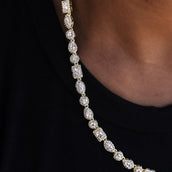 Mixed Diamond Pave Necklace in Yellow Gold