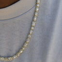 Cadena Mixta con Pavé de Diamantes en Oro Amarillo
