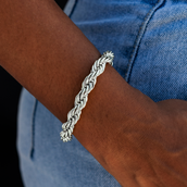 GLD 8MM Rope Chain Bracelet in White Gold