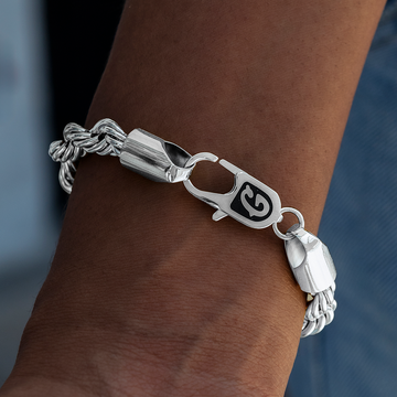 8MM Rope Chain Bracelet in White Gold