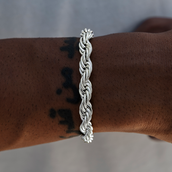 GLD 8MM Rope Chain Bracelet in White Gold
