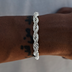 Pulsera de cadena de cuerda de 8 mm en oro blanco