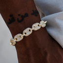 Pulsera Marinera Hinchada de Diamantes en Oro Amarillo - 12mm