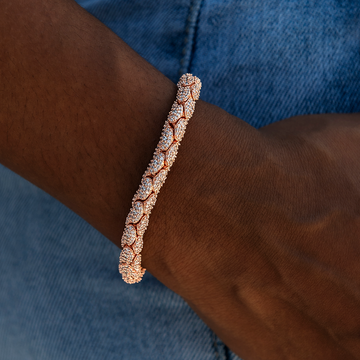 Diamond Pave Snake Link Bracelet in Rose Gold- 6mm