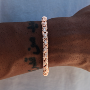 Diamond Pave Snake Link Bracelet in Rose Gold- 6mm