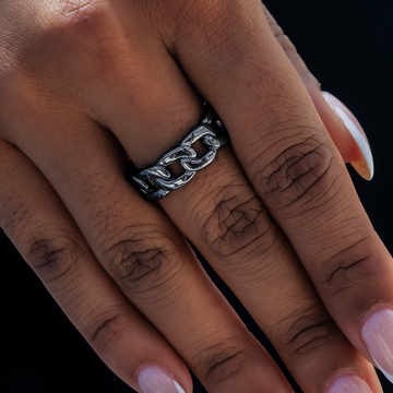 Cuban Band Ring in Matte Black