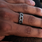 Cuban Band Ring in Matte Black