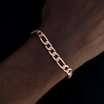 Pulsera Fígaro en Oro Rosa - 6mm
