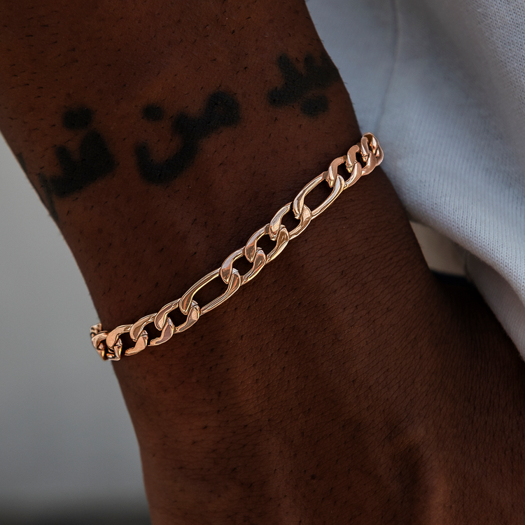 6MM Figaro Chain Bracelet | Rose Gold Iconic Style | GLD- The GLD Shop