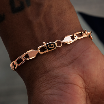 Pulsera Fígaro en oro rosa - 6 mm