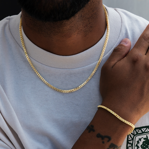 Franco Chain + Bracelet Bundle in Yellow Gold- 3mm