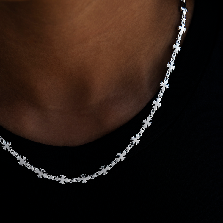 Women's 5MM Flared Cross Chain | White Gold Shine | GLD - The GLD Shop
