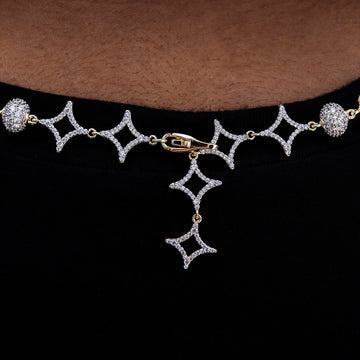 Collar de perlas con cuentas "Iced" en oro amarillo