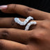 Iced Snake Wrap Ring in White Gold