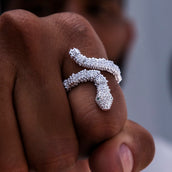 Iced Snake Wrap Ring in White Gold