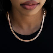 Herringbone Necklace in Rose Gold- 8mm