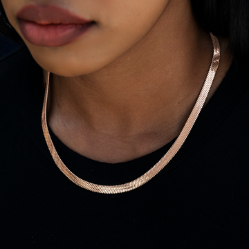 Herringbone Necklace in Rose Gold- 6mm
