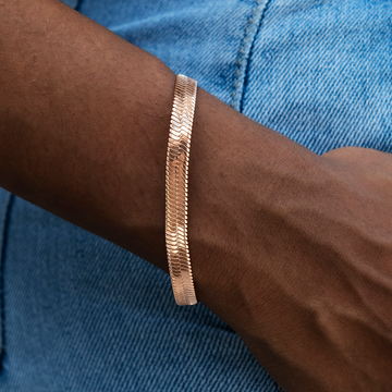 Herringbone Bracelet in Rose Gold - 6mm