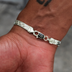 Pulsera de espiga de oro blanco - 8 mm