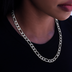 Figaro Necklace in White Gold- 9mm