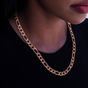 Figaro Necklace in Rose Gold- 9mm