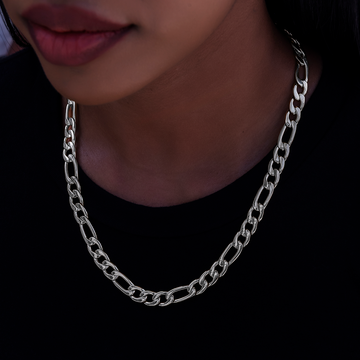 Figaro Necklace in White Gold- 9mm