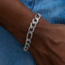 Pulsera Figaro de oro blanco - 9mm