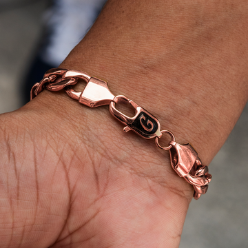 Figaro Chain Bracelet in Rose Gold- 9mm