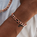Pulsera de cadena Figaro de oro rosa - 9 mm