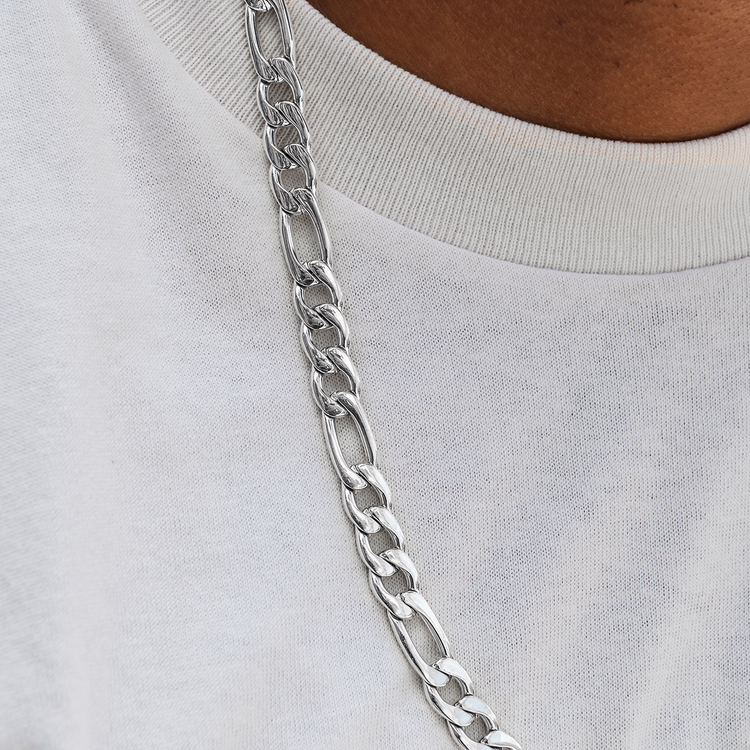 Figaro Chain in White Gold- 9mm