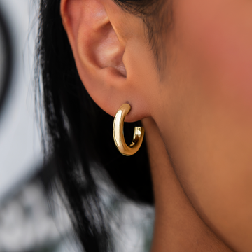 Tube Hoop Earrings in Yellow Gold
