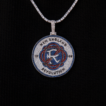 New England Revolution Official MLS Logo Pendant in White Gold