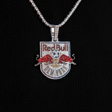 New York Red Bulls Official MLS Logo Pendant in White Gold