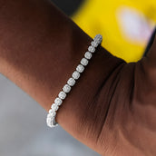 Iced Mini Clustered Tennis Bracelet in White Gold