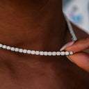 Iced Mini Clustered Tennis Necklace in White Gold