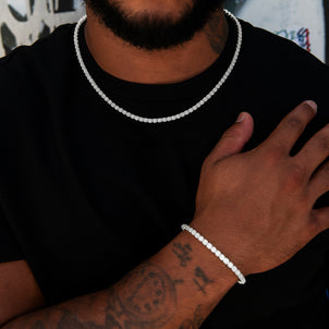 Iced Mini Clustered Tennis Necklace in White Gold