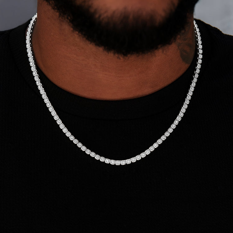 Iced Mini Clustered Tennis Necklace in White Gold