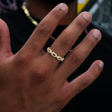 Iced Paper Clip Ring in Yellow Gold Vermeil