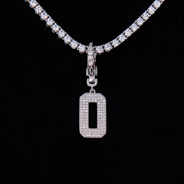 Micro Pave Number Clip On Pendants in White Gold