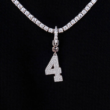 Micro Pave Number Clip On Pendants in White Gold