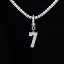 Micro Pave Number Clip On Pendants in White Gold