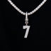 Micro Pave Number Clip On Pendants in White Gold