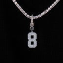 Micro Pave Number Clip On Pendants in White Gold