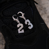 Micro Pave Number Clip On Pendants in White Gold